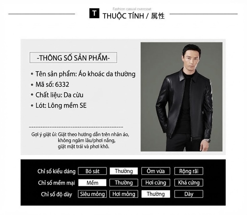 Áo Khoác Da Cừu Nam Lót Lông Giữ Ấm Cổ Bẻ Phong Cách Trung Niên Màu Đen, Nâu chi tiết 20