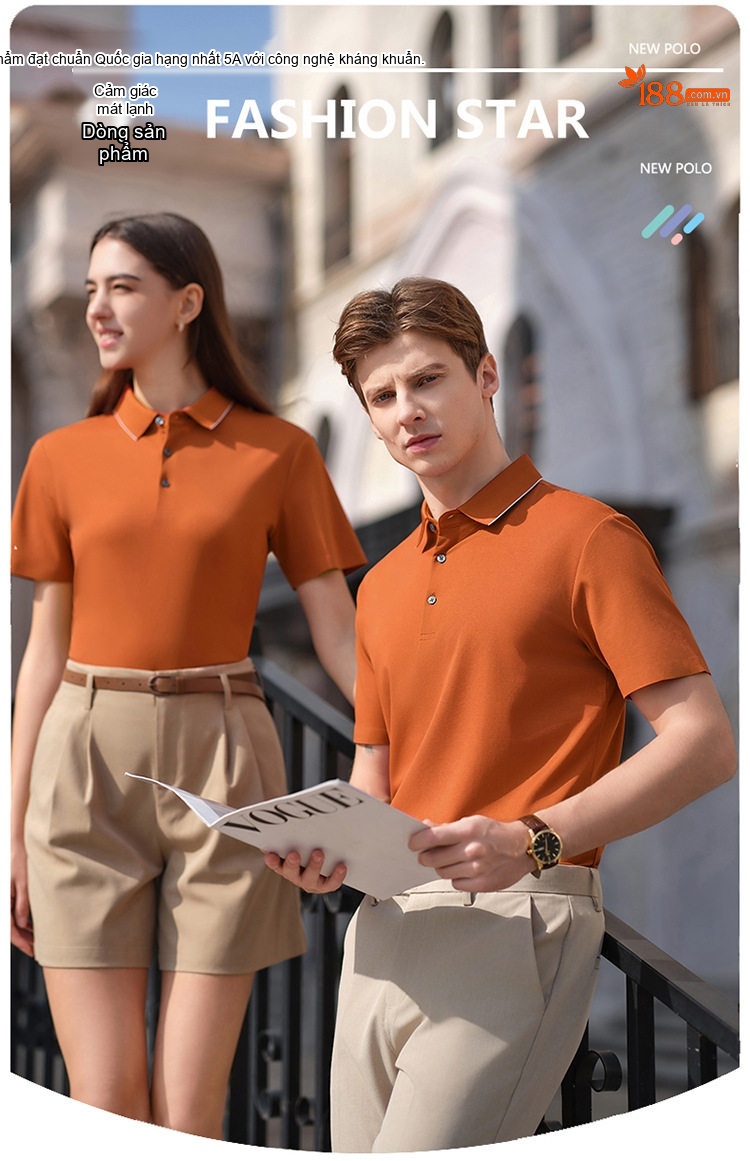 Áo Polo Nam Thương Mại Công Sở Cotton Lụa Tằm Không Nhăn Màu Đen, Xanh, Cam... chi tiết 1