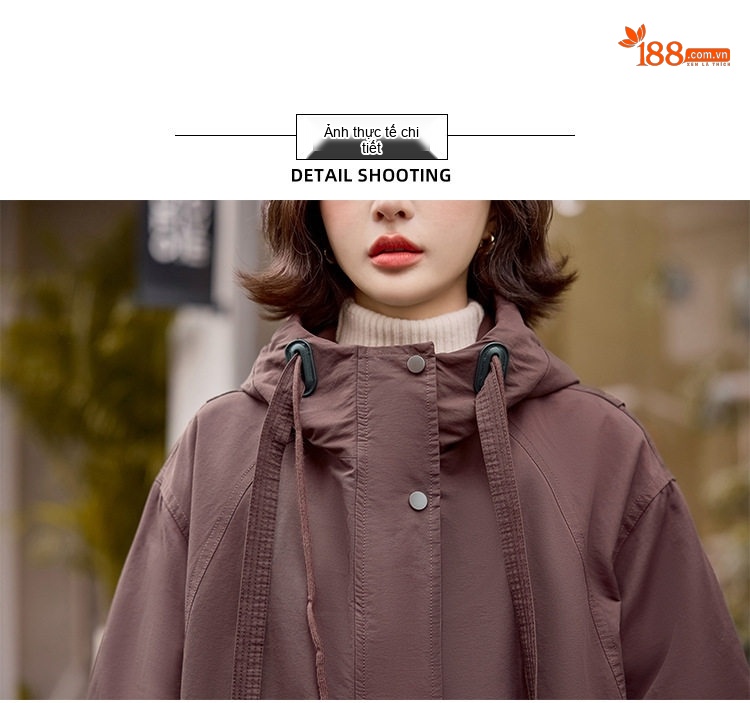 Áo Khoác Parka Nữ Lót Lông Dày Dặn Dáng Ngắn Giữ Ấm Màu Nâu, Đen chi tiết 22