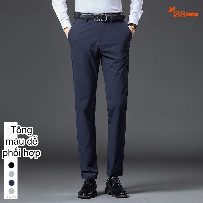 Quần Âu Nam Dáng Thẳng Chất Liệu Mỏng, Nhanh Khô Màu Xám, Xanh Navy, Đen