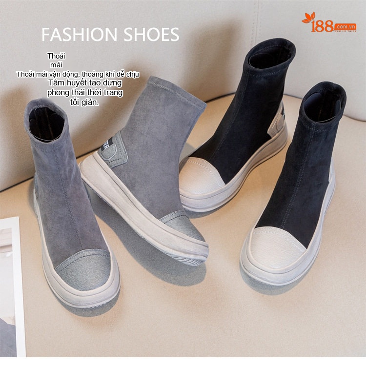 Boot Nữ Cổ Chun Da Mờ Đế Dày Chiều Cao Đế Khoảng 4cm Màu Đen, Xám chi tiết 15