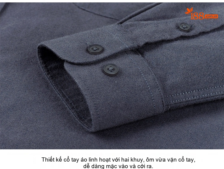 Áo Sơ Mi Tay Dài Nam Cotton Oxford Dáng Ôm Màu Trắng, Xanh Dương, Xám, Xanh Lá... chi tiết 38