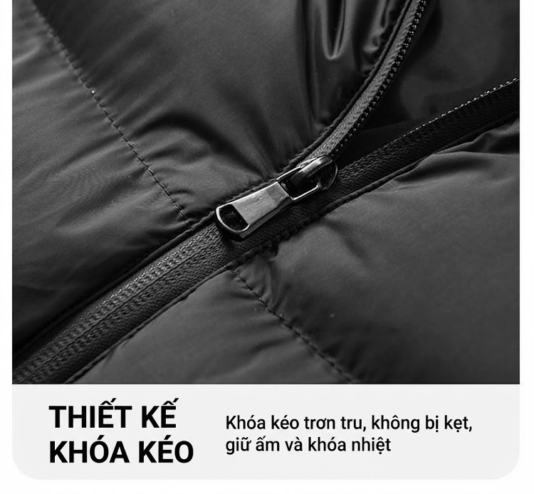 Áo Khoác Phao Nam Cotton Dáng Rộng Có Mũ Trùm Đầu Màu Xanh Olive, Đen, Xanh Navy, Xám chi tiết 27