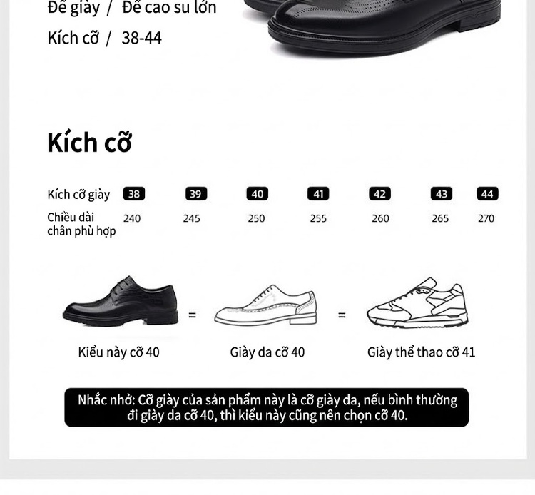 Giày Tây Buộc Dây Nam Da Bò, Kiểu dáng Brogue, Chiều Cao Đế Khoảng 3cm Màu Nâu, Đen chi tiết 8