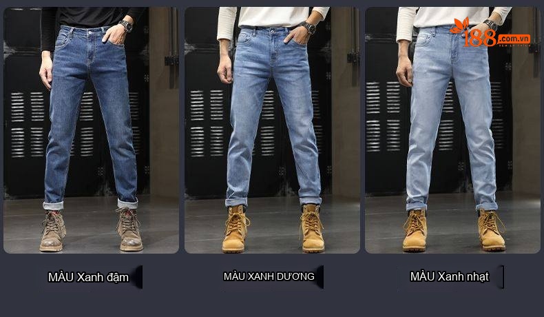 Quần Jean Cotton Co Giãn Cao Cấp Dáng Suông Màu Xanh, Đen chi tiết 12