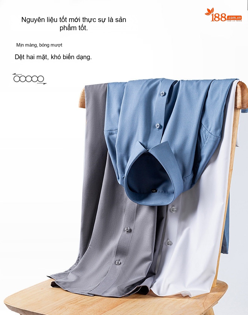 Áo Sơ Mi Dài Tay Nam Thoáng Khí Mùa Hè Cotton Lụa Gân Màu Trắng, Hồng, Xám Xanh, Xanh Dương... chi tiết 8