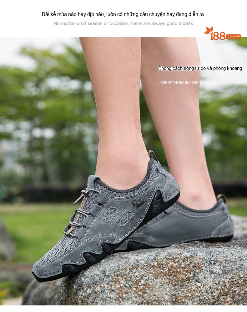 Giày Thể Thao Nam Thoáng Khí Da Thật Chiều Cao Đế Khoảng 3cm Phong Cách Hàn Quốc Màu Be, Xám chi tiết 23