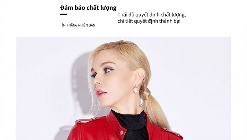 Áo Khoác Da Cừu Nữ Dáng Ngắn Cổ chữ Vest Phong Cách Rider Màu Đen chi tiết 17