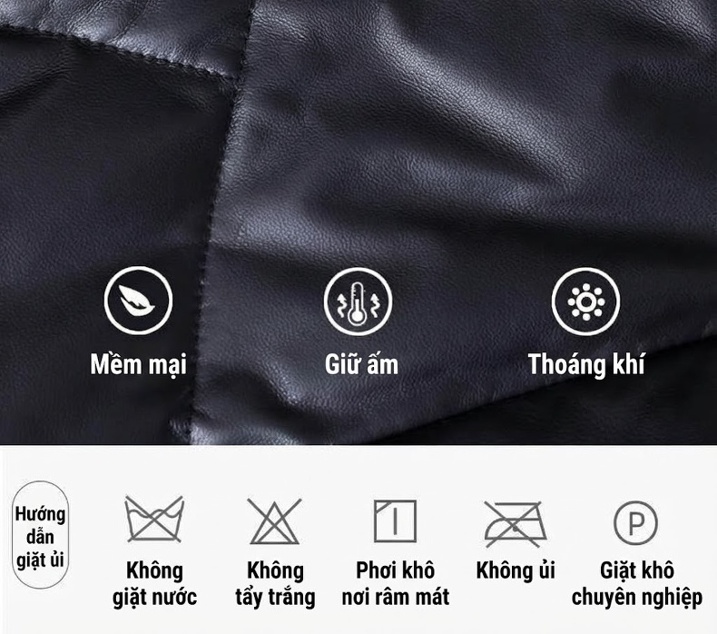 Áo Khoác Da Nữ Dáng Dài Vừa Cổ Lông Thú Da Thật Màu Đen chi tiết 6