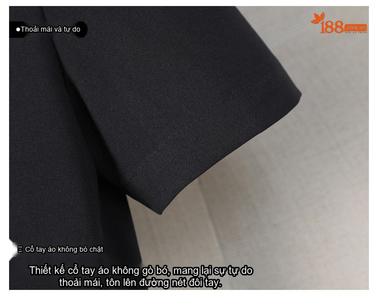 Bộ Vest Công Sở Nữ Tay Ngắn Dáng Lệch Màu Xám, Đen chi tiết 9