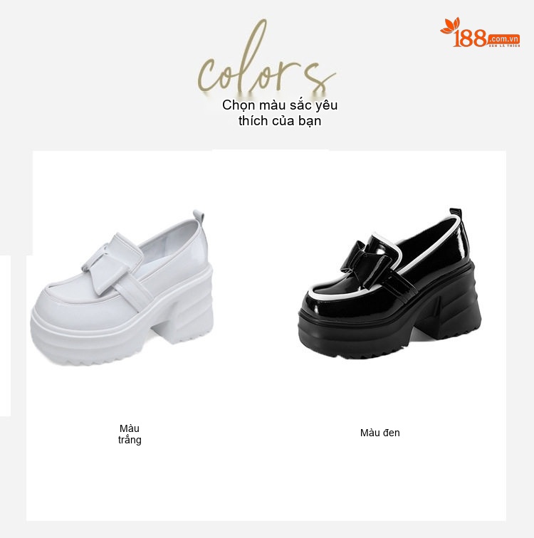 Giày Mary Jane Nữ Da Bóng Đế Cao Khoảng 10cm Phong Cách Anh Quốc Màu Đen, Trắng chi tiết 2