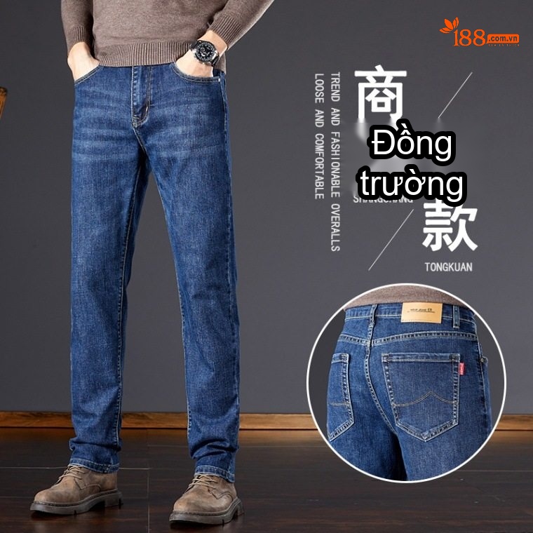 Quần Jean Nam Ống Đứng Co Giãn Phong Cách Thời Trang Màu Xanh Dương, Xám chi tiết 18