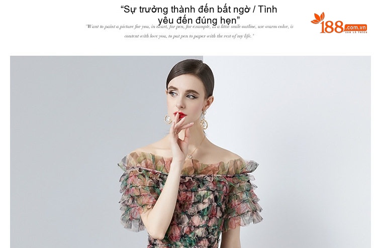 Váy Đầm Xòe Nữ Hở Vai Tay Ngắn Voan Lưới In Họa Tiết Bồng Bềnh chi tiết 8