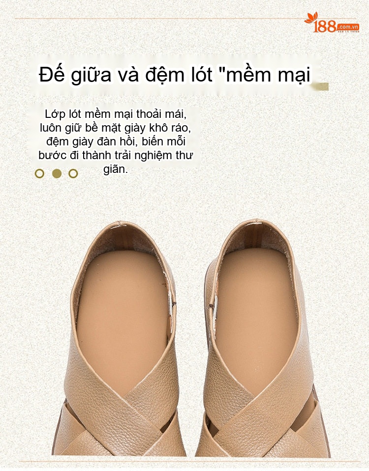Dép Sandal Nữ Quai Đan Hở Ngón Thoáng Khí Đế Bằng Đế Cao 3cm - 4cm Màu Nâu, Xanh, Vàng chi tiết 7