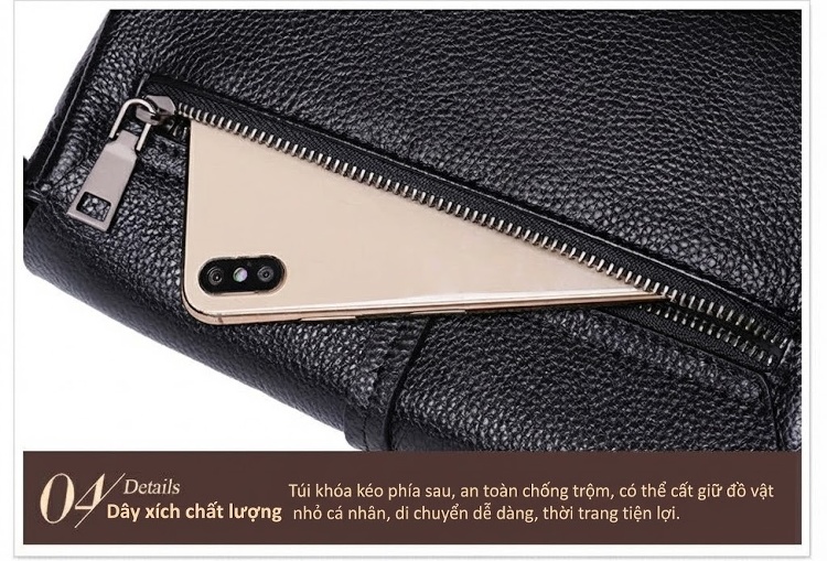 Túi Đeo Vai/Đeo Chéo Nữ Da Thật Kiểu Dáng Hobo Màu Đen chi tiết 12