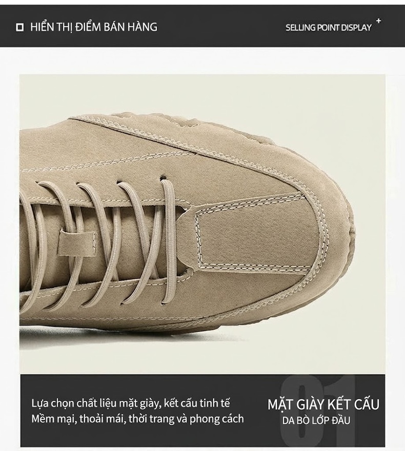 Giày Boot Nam Cổ Cao Da Mờ Kiểu Martin Chiều Cao Đế Khoảng 3cm Màu Be, Đen, Xám chi tiết 4