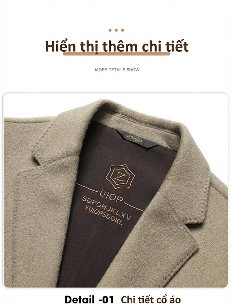 Áo Vest Nam 100% Lông Cừu Thu Đông Dáng Ôm Màu Nâu, Xám, Xanh Navy, Đen chi tiết 34