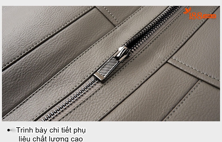 Áo Khoác Da PU Nam Lót Lông Cừu Cổ Bẻ Phong Cách Doanh Nhân Màu Xám chi tiết 19
