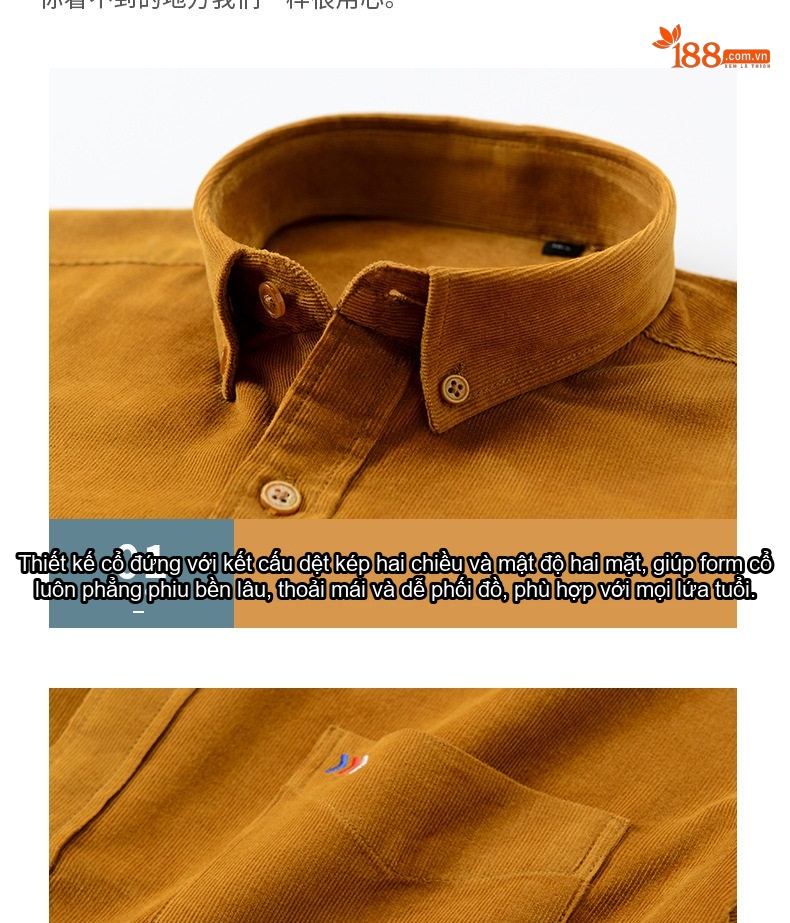 Áo Sơ Mi Nam Tay Dài Cotton Đũi Mỏng Màu Vàng, Xám, Xanh Dương, Đỏ... chi tiết 7