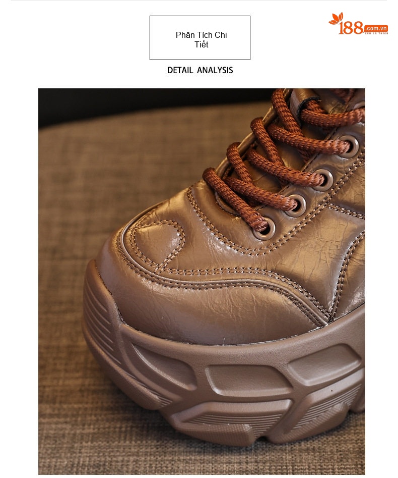 Giày Sneaker Nữ Da Bóng Đế Cao Khoảng 8.5cm Lót Lông Giữ Ấm Màu Đen, Nâu chi tiết 8