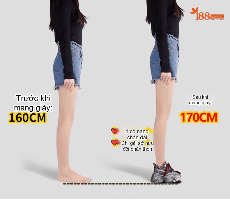 Giày Thể Thao Nữ Đế Bánh Mì Dây Buộc Chiều Cao Đế Khoảng 5.5cm Màu Đen, Xám, Trắng... chi tiết 5