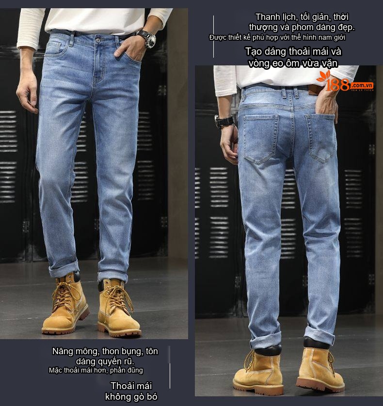 Quần Jean Cotton Co Giãn Cao Cấp Dáng Suông Màu Xanh, Đen chi tiết 26