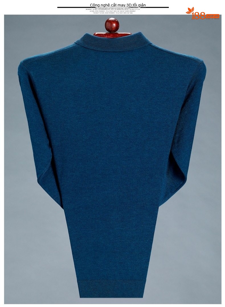 Áo Thun Polo Nam Dài Tay Dệt Kim Cashmere Phong Cách Doanh Nhân Màu Đỏ Rượu, Xám, Xanh Dương, Xanh Lá... chi tiết 16