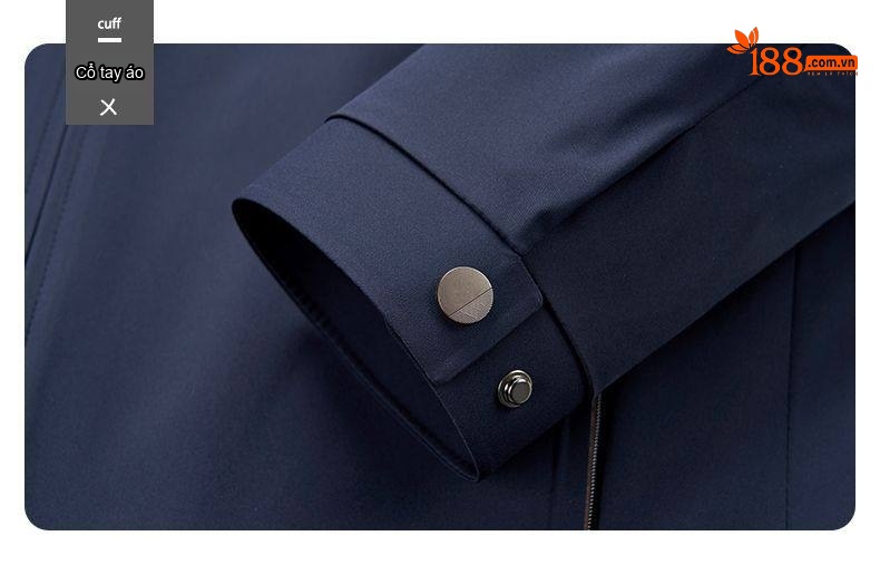 Áo Khoác Nam Cổ Bẻ Khóa Kéo Phong Cách Doanh Nhân Màu Xanh Navy chi tiết 17