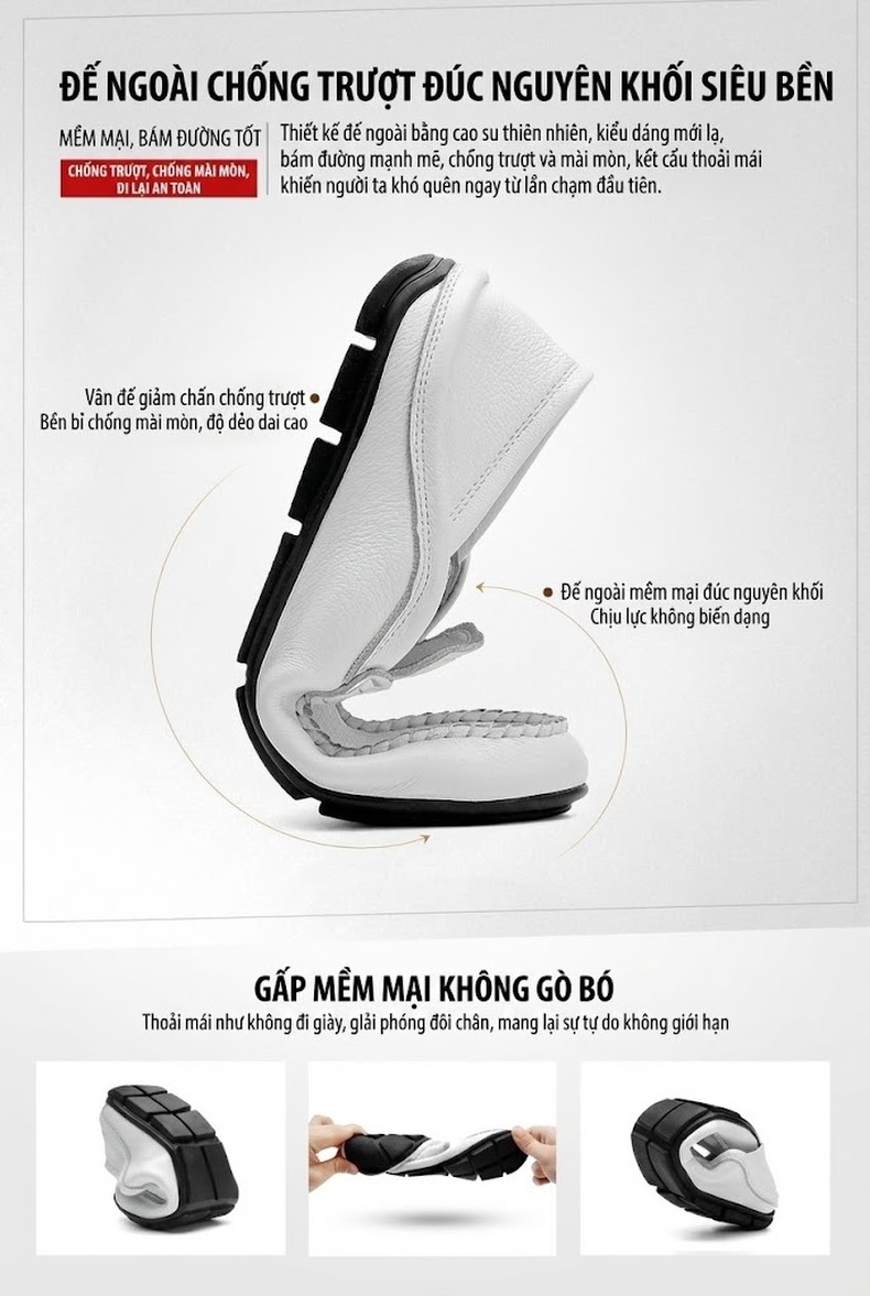 Giày Lười Nam Da Bò Chiều Cao Đế Khoảng 2cm Phong Cách Anh Quốc Màu Đen, Nâu, Trắng, Xanh Navy... chi tiết 9