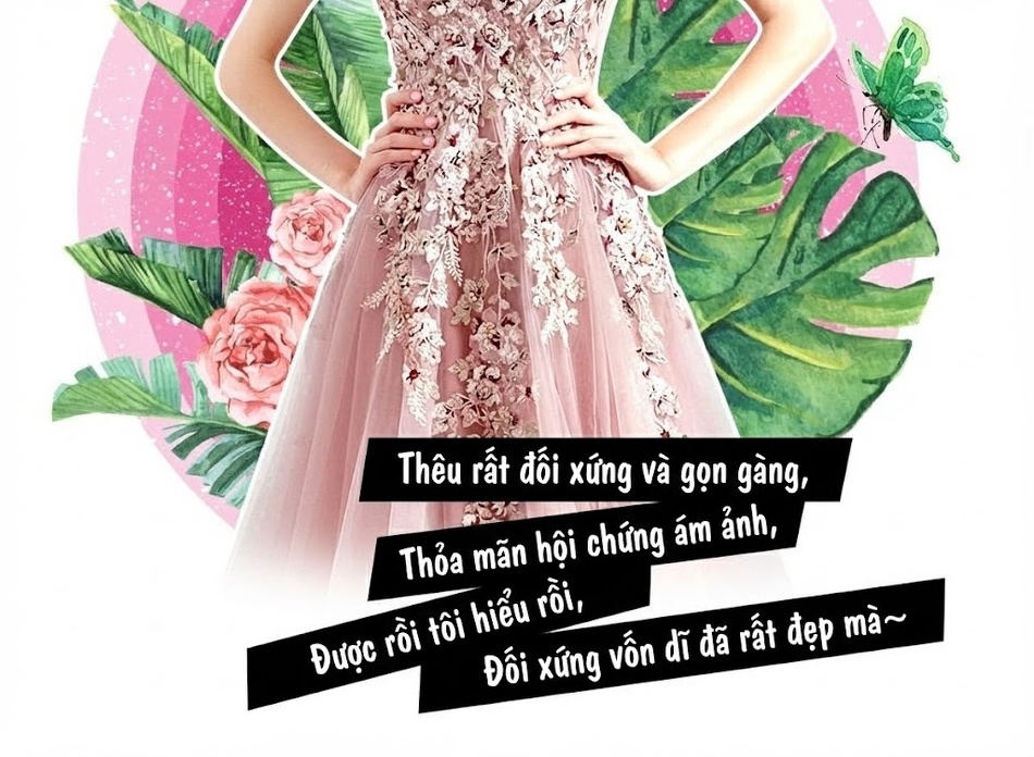 Váy Dạ Hội Dáng Công Chúa Màu Hồng Phấn Thêu Hoa chi tiết 2