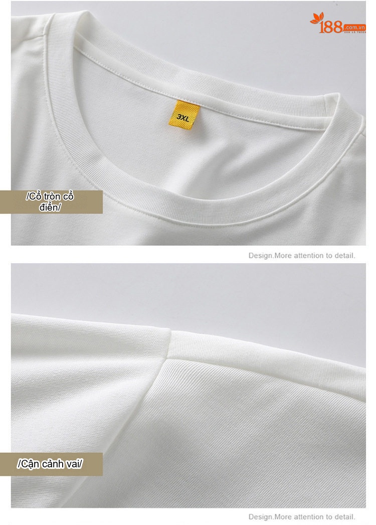 Áo Thun Nam Cổ Tròn Tay Ngắn Cotton Thời Trang Màu Trắng, Đen chi tiết 8