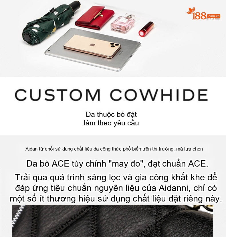 Túi Đeo Vai/Đeo Chéo Nữ Da Bò Thiết Kế Nhỏ Gọn Dây Xích Thời Trang Màu Đen, Xanh chi tiết 10