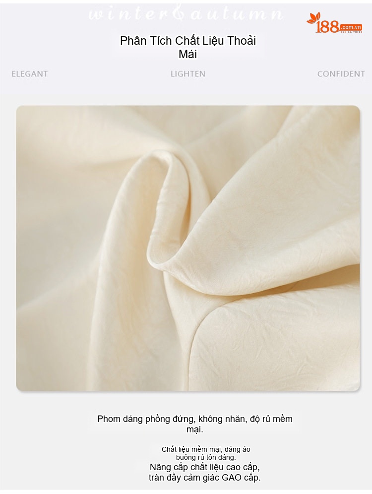 Bộ Vest Nữ Áo Blazer Tay Lỡ Quần Ống Rộng Chất Acetate Satin Phong Cách Công Sở Màu Đen, Trắng Kem, Xanh... chi tiết 6