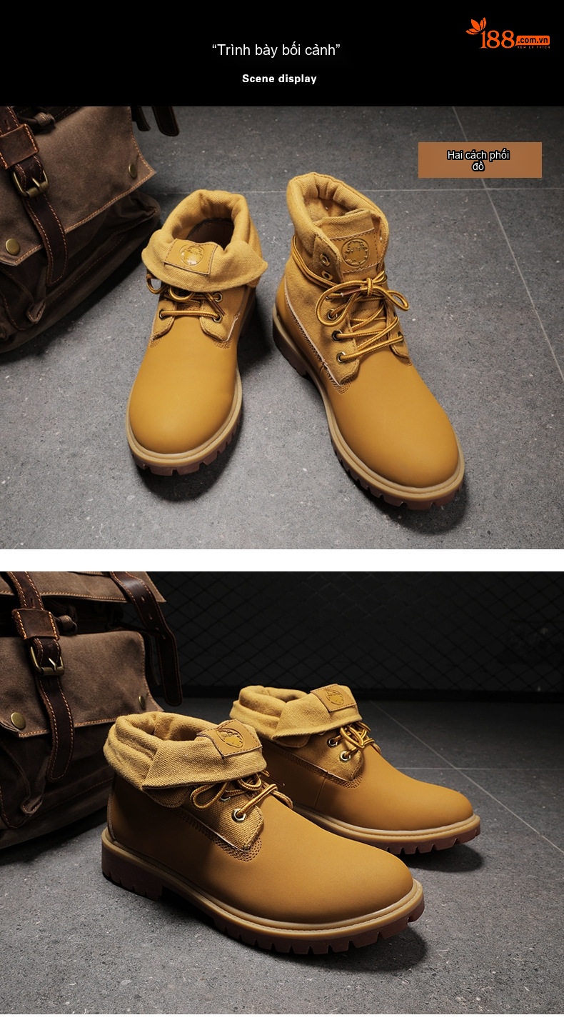 Giày boot nam da bóng buộc dây đế cao 3 cm chi tiết 27