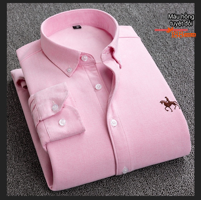 Áo Sơ Mi Dài Tay Nam Cotton Oxford Lót Lông Dày Dặn Giữ Ấm Màu Trắng, Hồng, Xanh Dương, Xám... chi tiết 10