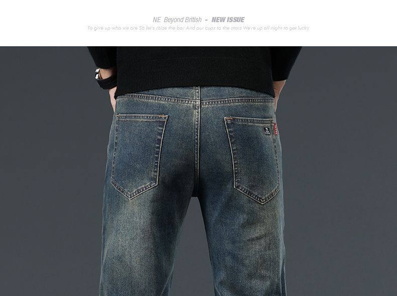 Quần Jean Nam Ống Đứng Co Giãn Thoải Mái Dáng Suông Màu Xanh Denim chi tiết 18
