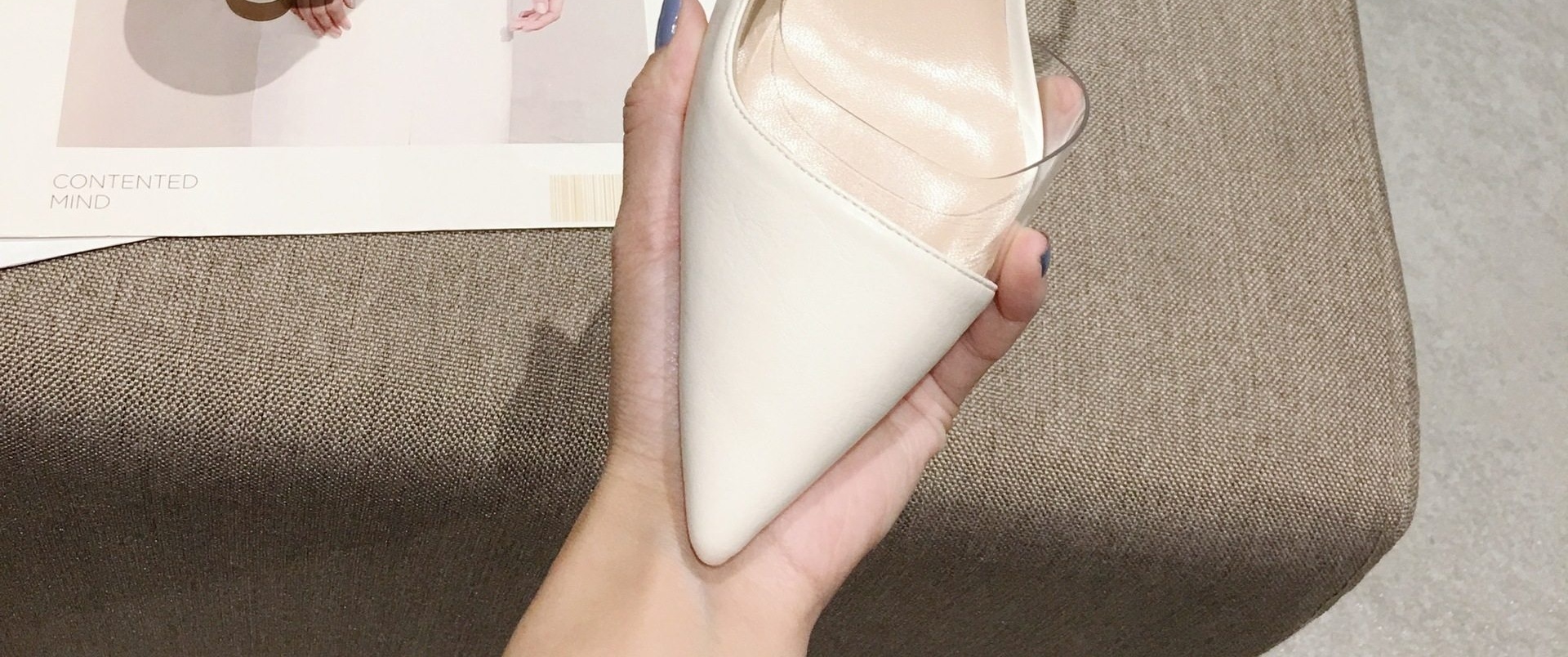 Giày Cao Gót Nữ Bít Mũi Da Mờ Hở Gót Chiều Cao Đế Khoảng 6cm Màu Đen, Trắng chi tiết 13