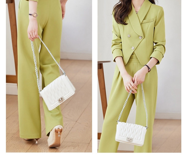 Bộ Vest Nữ Quần Ống Rộng Công Sở Cao Cấp Màu Đen, Tím, Cam, Xanh Lá chi tiết 25