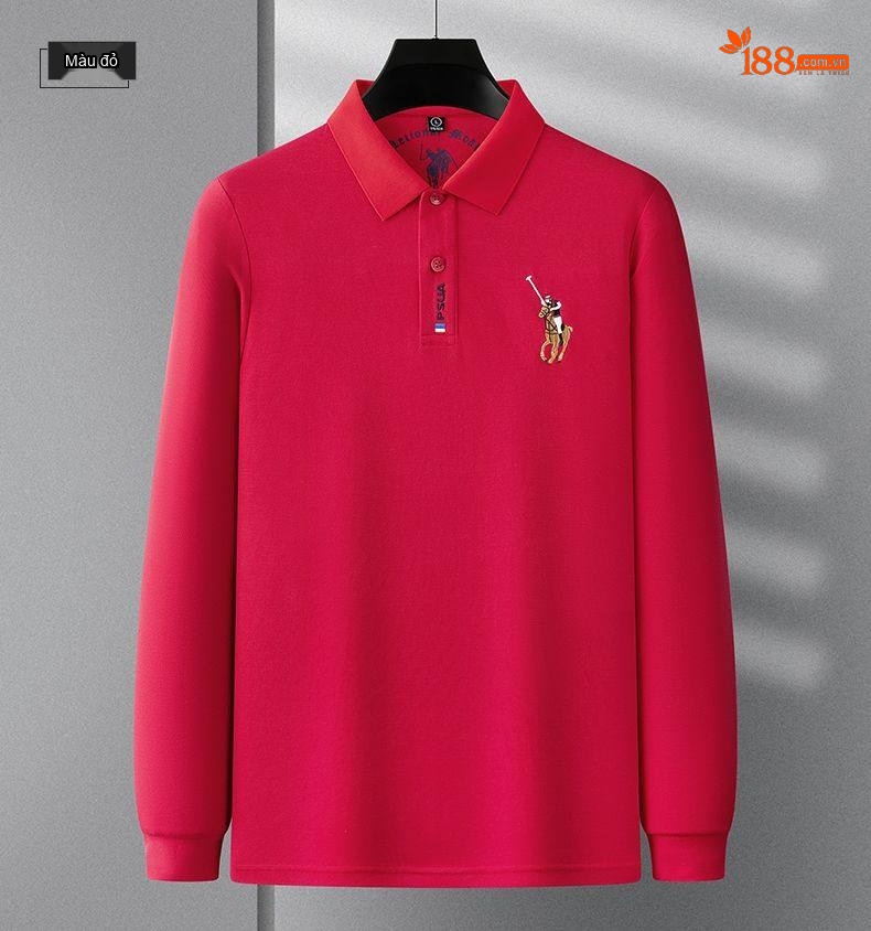 Áo Polo Nam Tay Dài Cotton Cổ Bẻ Phong Cách Doanh Nhân Màu Xanh Lá, Đen, Xanh Dương, Kem... chi tiết 27