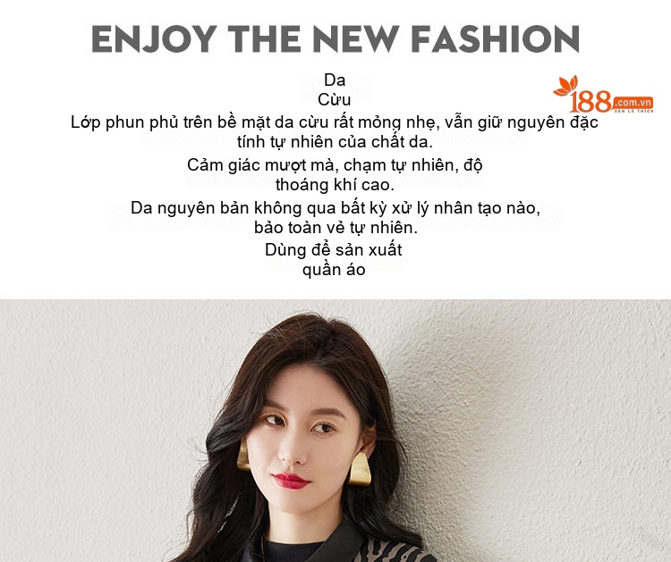 Áo Khoác Da Cừu Nữ In Họa Tiết Dáng Ngắn chi tiết 3