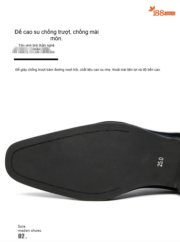 Giày Tây Monk Strap Nam Da Bóng Brogue Chiều Cao Đế Khoảng 3cm Màu Đen chi tiết 5