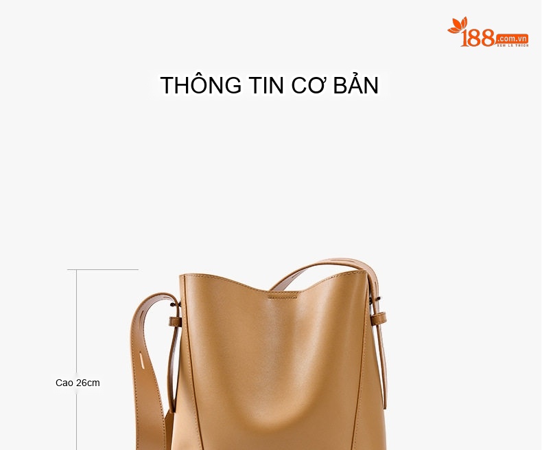 Túi Đeo Chéo Nữ Da Thật Sức Chứa Lớn Đeo Vai Kiểu Túi Bucket Công Sở Màu Nâu chi tiết 23