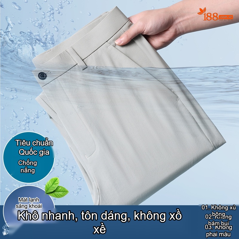 Quần Tây Nam Dáng Suông Ống Đứng Co Giãn Thoáng Mát Màu Đen, Xám, Xanh Navy