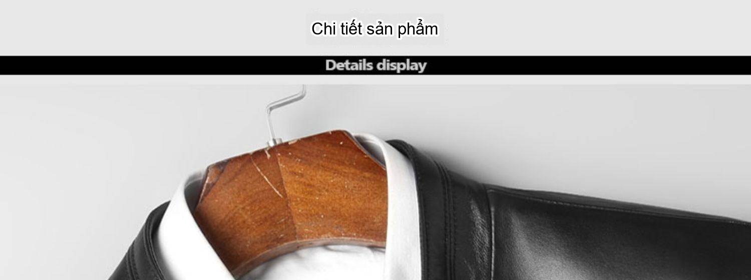 Áo Khoác Da Cừu Thật Nam Trung Niên Lót Lông Vũ Cổ Trụ Màu Đen chi tiết 12