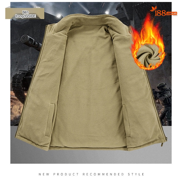 Áo Gilet Nam Hai Mặt Mặc Áo Khoác Ngoài Nhiều Túi Lông Cừu chi tiết 6