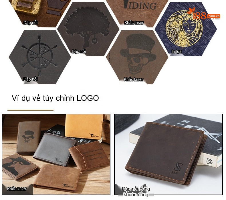 Ví Da Thật Nam Dáng Ngang Gập Đôi Nhiều Ngăn Màu Nâu chi tiết 1