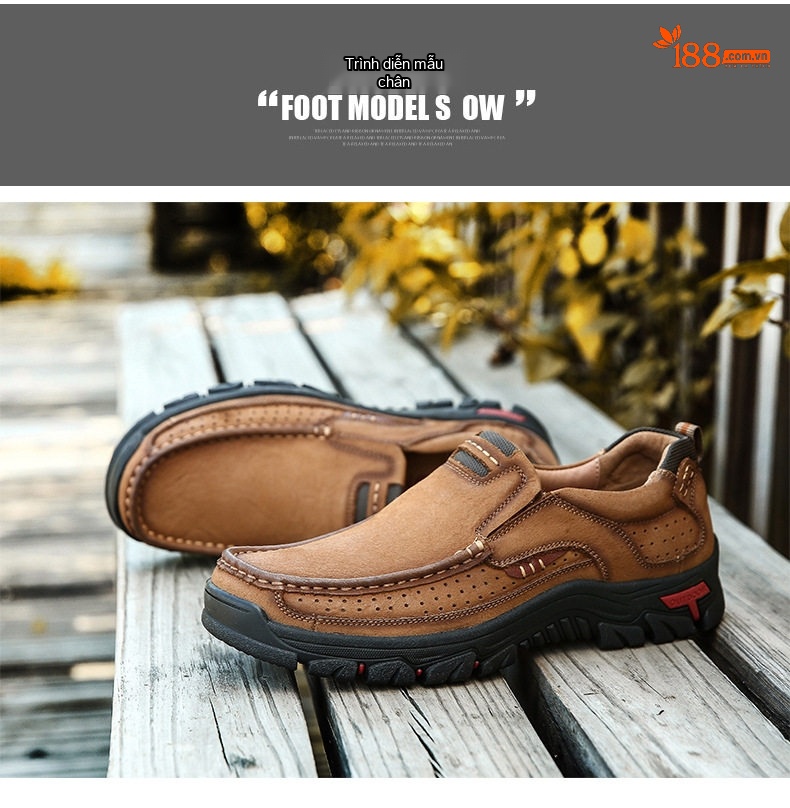 Giày Lười Nam Da Thật Size Lớn Đi Ngoài Trời Chiều Cao Đế Khoảng 4cm Màu Nâu, Xanh chi tiết 8