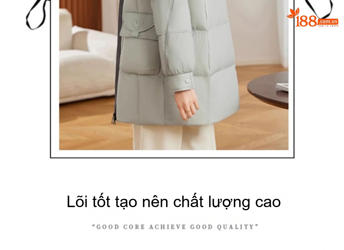Áo Khoác Phao Nữ Dáng Dài Vừa Vặn, Phong Cách Hàn Quốc, Giữ Ấm, Lót Lông Vịt Trắng Màu Đen, Kem, Xám chi tiết 15