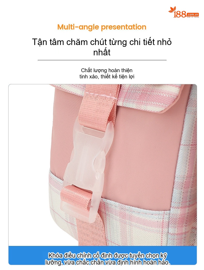 Balo Học Sinh Tiểu Học Chống Gù Lưng Siêu Nhẹ Màu Hồng, Trắng, Đen chi tiết 19