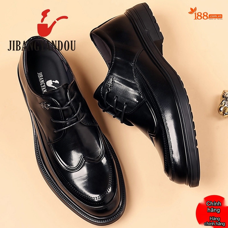 Giày Tây Đầu Tròn Nam Da Bò Chiều Cao Đế Khoảng 3cm Màu Đen, Nâu chi tiết 16